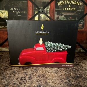 New in box Luminara Flameless Candle Red Christmas Tree Truck